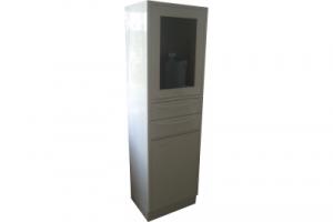 Шкаф-стойка со стеклянной и металлической дверями и двумя ящиками-2